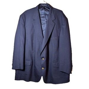 Wimbledon of England Mens Navy Blazer Sport Coat Gold Buttons 54L Wool Blend